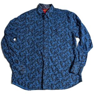 Rodeo Clothing‎ Co Men's XL Blue Paisley Snap Button Western Shirt - EUC